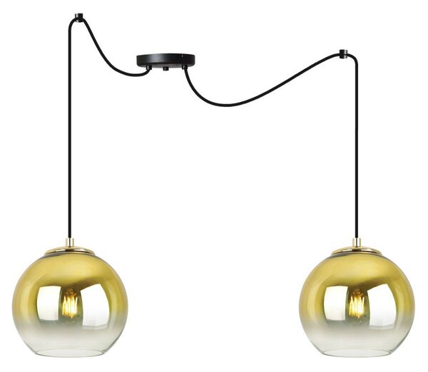 Závěsné svítidlo Bergen Gold Spider, 2x zlaté/transparentní skleněné stínítko (fi 15cm)