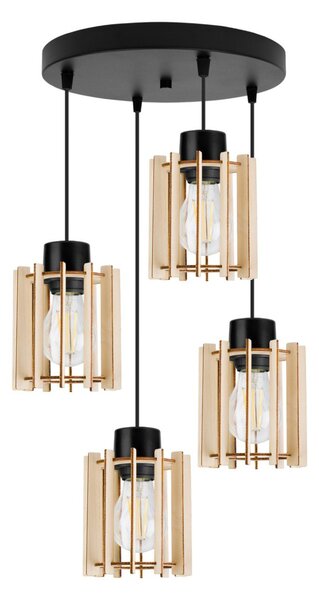 Závěsné svítidlo Timber 7, 4x dřevěné stínítko