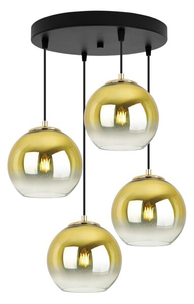 Závěsné svítidlo Bergen Gold, 4x zlaté/transparentní skleněné stínítko (fi 15cm), o