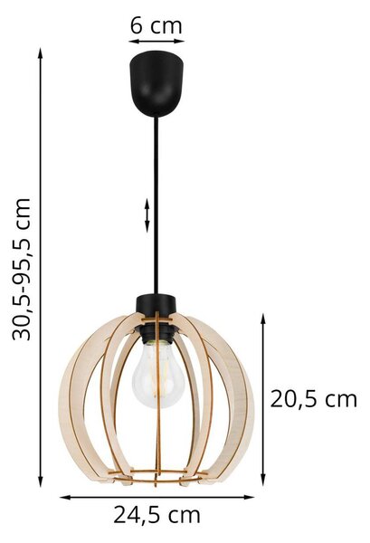 Závěsné svítidlo Timber 9, 1x dřevěné stínítko, lp