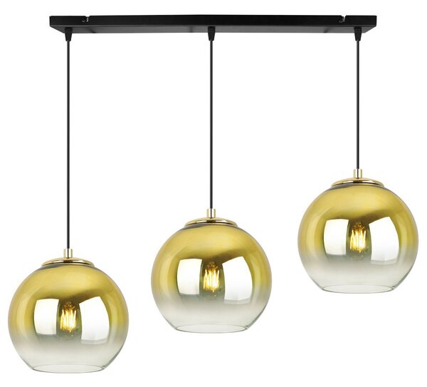 Závěsné svítidlo Bergen Gold, 3x zlaté/transparentní skleněné stínítko (fi 15cm)