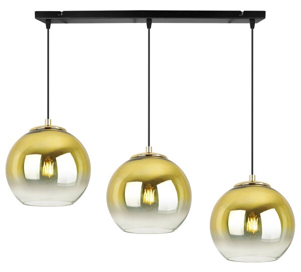 Závěsné svítidlo Bergen Gold, 3x zlaté/transparentní skleněné stínítko (fi 15cm)