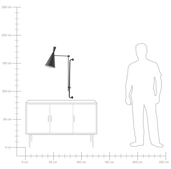 Nástěnná lampa MARISA Černá Kov Nastavitelná