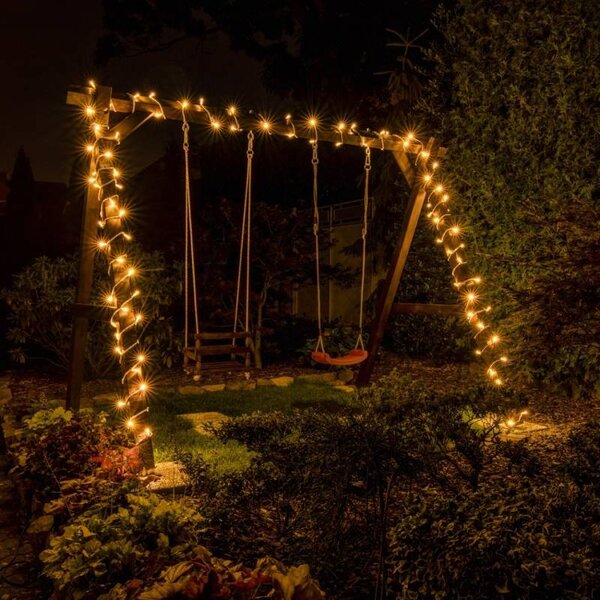 DECOLED Easy Fix LED světelný řetěz, 20 m, venkovní, teple bílá, 120 diod, bílý kabel, IP67