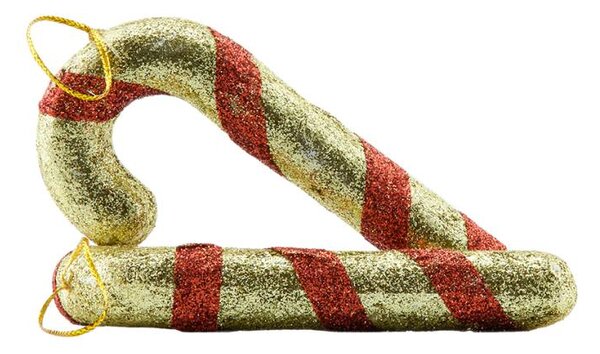 DECOLED Sada vánočních ozdob berlička lízátko, 12 cm, zlatá červená, balení 10 ks