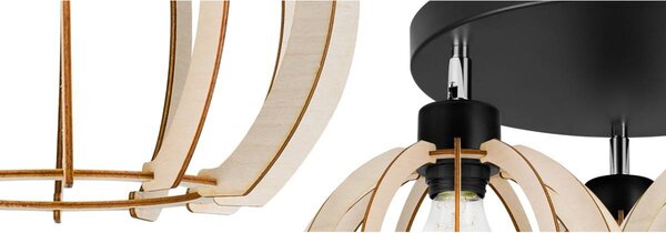 Stropní svítidlo Timber 9, 3x dřevěné stínítko, op