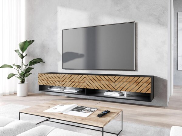 TV stolek/skříňka Adenik 180 MDF, Barva: černý grafit / wotan rybí kost, Osvětlení: osvětlení LED RGB - barevné 5903211410123