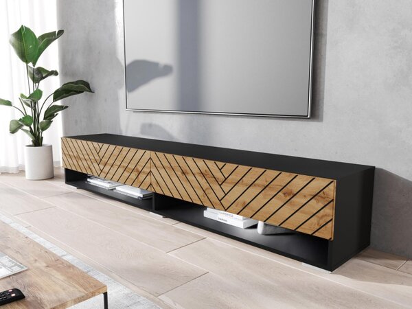 TV stolek/skříňka Adenik 180 MDF, Barva: černý grafit / wotan rybí kost, Osvětlení: osvětlení LED RGB - barevné 5903211410123