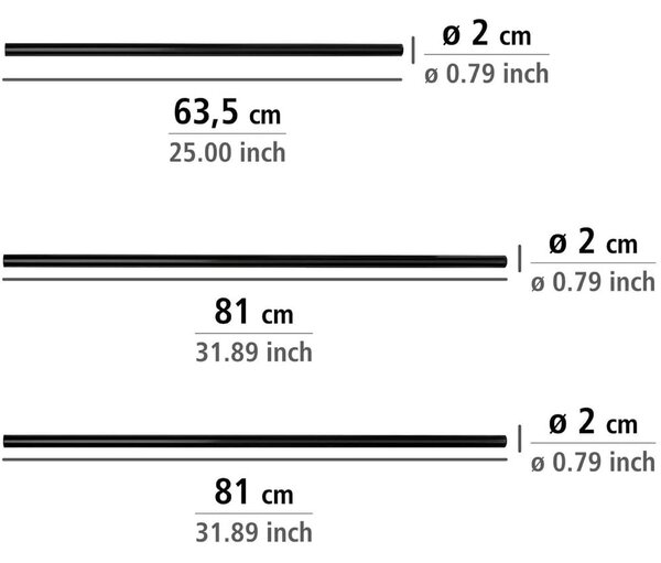 Černá univerzální rohová tyč na sprchový závěs Wenko Black, ø 2 cm