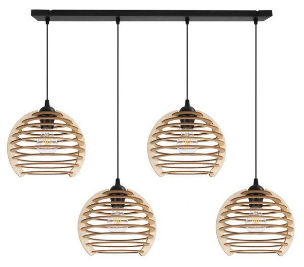 Závěsné svítidlo Timber, 4x dřevěné stínítko, n