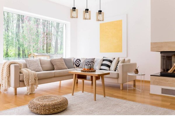 Závěsné svítidlo Timber 7, 3x dřevěné stínítko