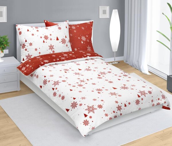 BELLATEX Mikroflanelové povlečení Terrakota, Bílá 140x200, 70x90 cm