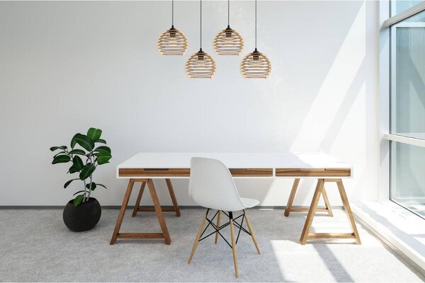 Závěsné svítidlo Timber, 4x dřevěné stínítko, n