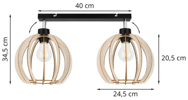 Bodové svítidlo Timber 9, 2x dřevěné stínidlo