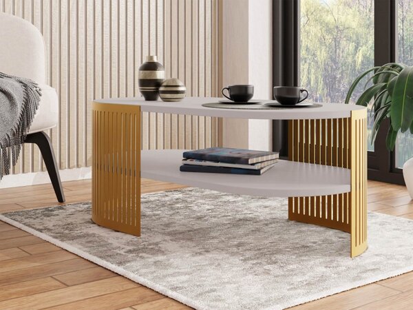 Konferenční stolek Zinzit Gold II, Barva: zlatá / arktická bílá 5903211391996