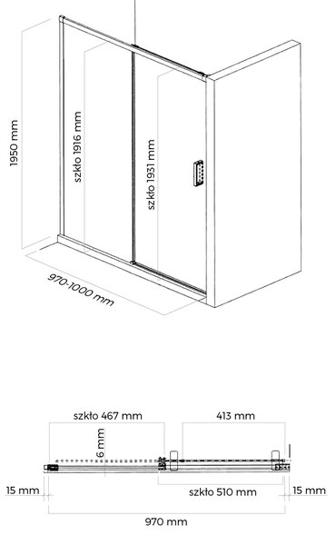 Oltens Breda sprchové dveře 100 cm posuvné černá matný/průhledné sklo 21213300