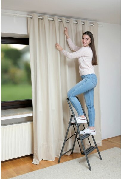 Šedé schůdky Wenko Compact, výška 114,5 cm