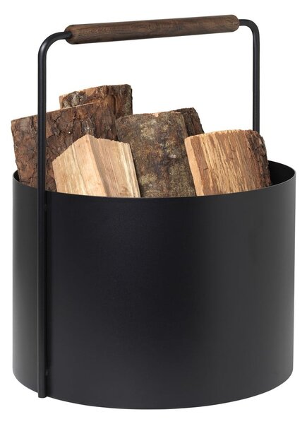 Černý kovový koš na palivové dřevo Blomus Fireplace