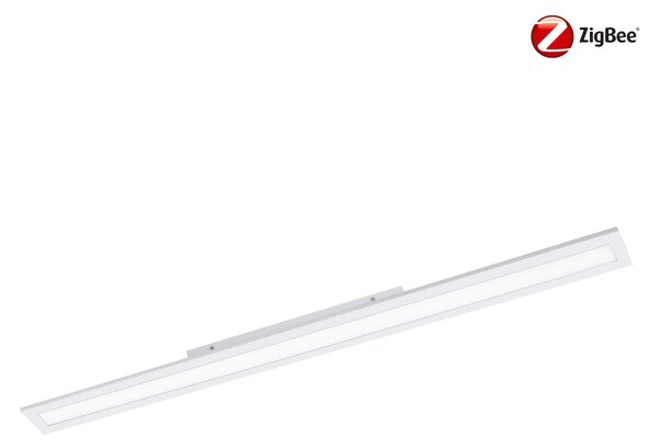 Eglo ZIGBEE 900048 SALOBRENA-Z - Stropní LED obdelníkové stmívatelné svítidlo ovládané ovladačem, nebo z mobilní aplikace, LED 32,5W, 2700-6500K, 120 x 10cm (Přisazené moderní smart LED svítidlo v bílé barvě, bez dálkového ovladače)