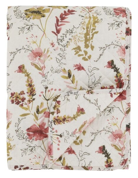 Krémový bavlněný přehoz s květy Aix Quilt Wild Flowers - 130*180 cm - Chic Antique