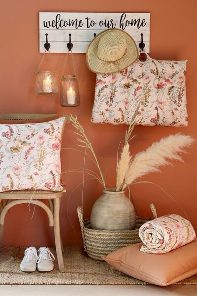 Krémový bavlněný přehoz s květy Aix Quilt Wild Flowers - 130*180 cm - Chic Antique