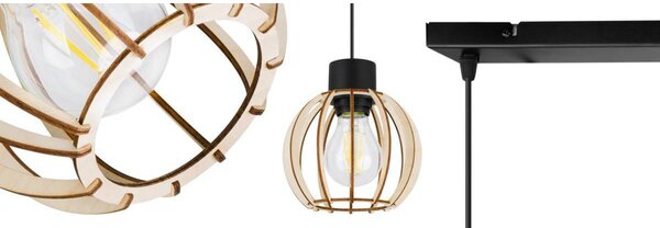 Závěsné svítidlo Timber 8, 2x dřevěné stínítko