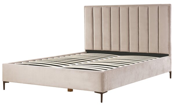 Sada do ložnice Umělý samet SEZANNE 180 x 200 cm Taupe