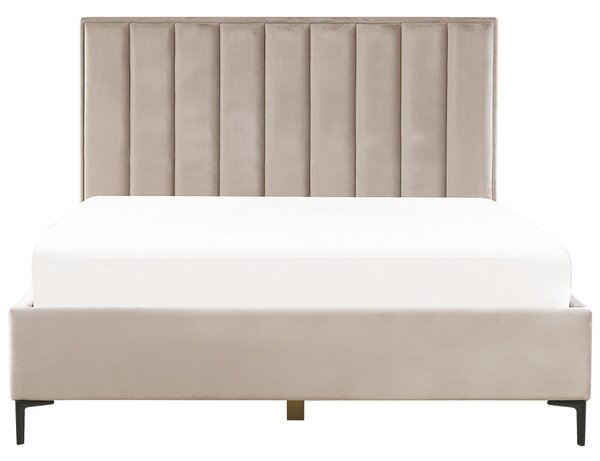 Postel s úložným prostorem Umělý samet SEZANNE 180 x 200 cm Taupe