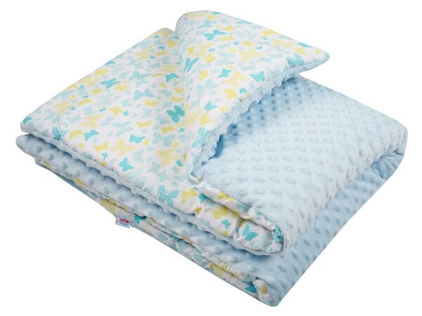 NEW BABY Dětská deka z Minky s výplní modrá Bavlna/Polyester, 80x102 cm