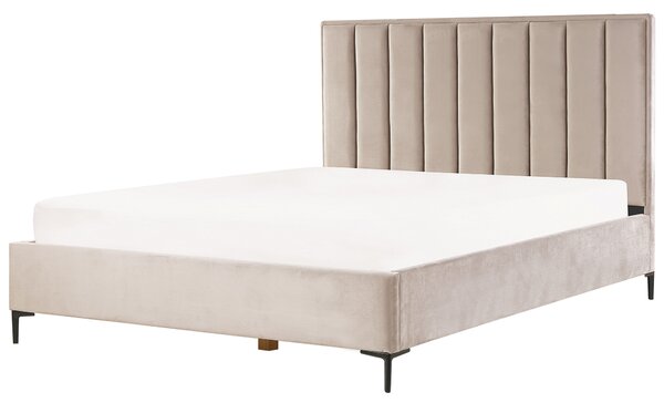 Sada do ložnice Umělý samet SEZANNE 180 x 200 cm Taupe