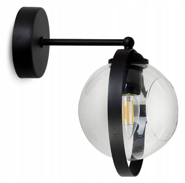 Nástěnné svítidlo RING, 1x transparentní skleněné stínítko, (výběr ze 3 barev uchycení)