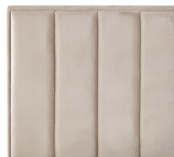 Postel s úložným prostorem Umělý samet SEZANNE 160 x 200 cm Taupe