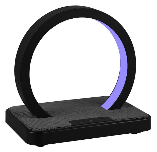 Trio Leuchten R52081132 BEAT - Dotykem stmívatelná černá dekorační RGB lampička s reproduktorem, LED 1W, 3000K (Stolní lampička s reproduktorem a integrovanou barerií)