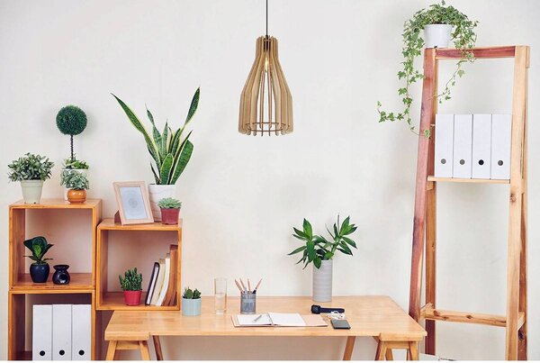 Závěsné svítidlo Timber 4, 1x dřevěné stínítko