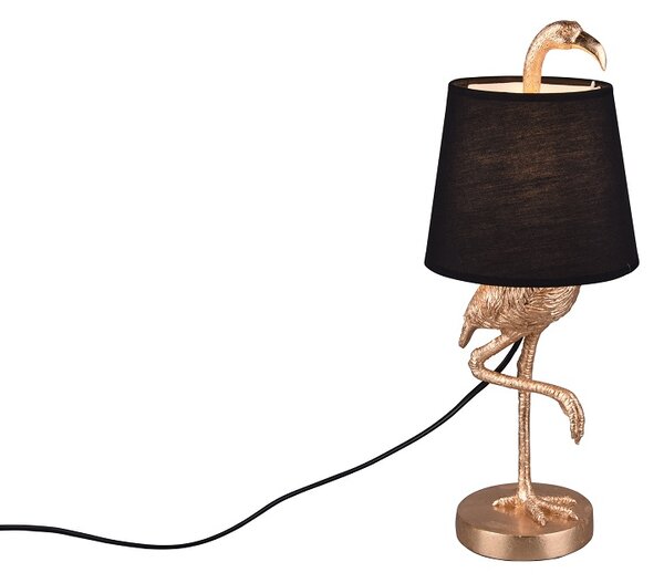 Trio Leuchten R50251079 LOLA - Moderní stolní lampička s textilním stínidlem v černé barvě 1 x E14, 42cm (Stolní lampička "plameňák" s textilním stínidlem)