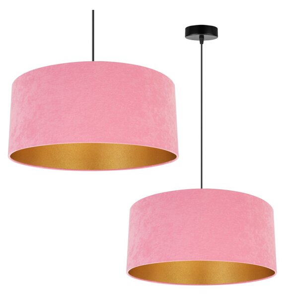 Závěsné svítidlo Mediolan, 1x růžové/zlaté textilní stínítko, (výběr ze 2 barev konstrukce), (fi 44cm)