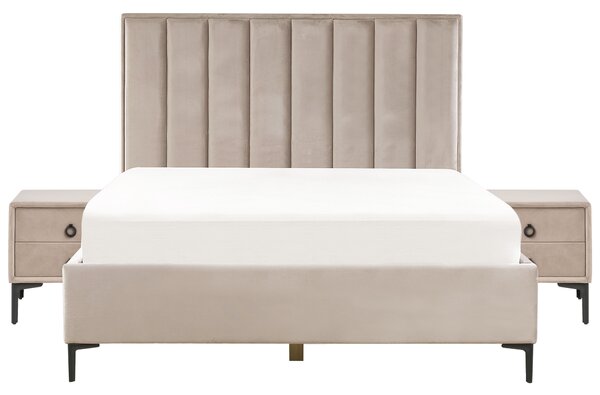 Sada do ložnice Umělý samet SEZANNE 160 x 200 cm Taupe