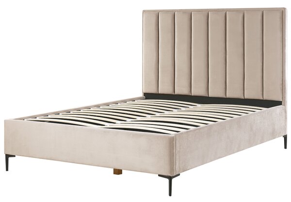 Sada do ložnice Umělý samet SEZANNE 160 x 200 cm Taupe