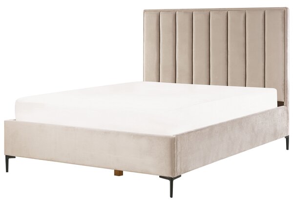 Sada do ložnice Umělý samet SEZANNE 160 x 200 cm Taupe