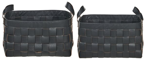 Sada 2 košíků SIPPAR Umělá kůže Černá