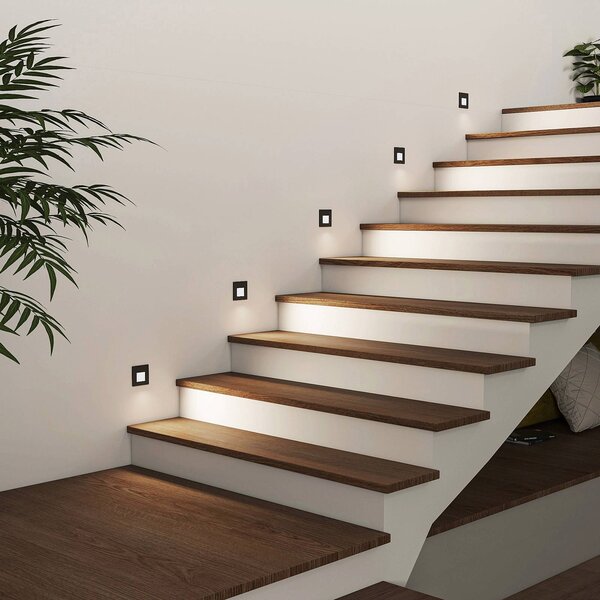 Arcchio LED vestavné svítidlo Vexi, 7,8 cm x cm, černá,, stmívatelný, Černá, Chodba, Hliník, Moderní, Zapuštěné hranaté
