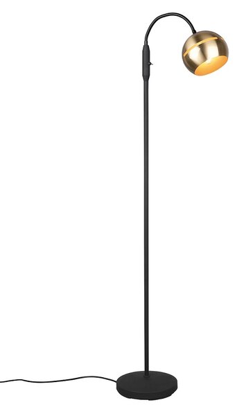 Trio Leuchten 413300108 FLETCHER - Černo mosazná stojací lampa do obýváku 1 x E14, 143cm (Moderní stojací čtecí lampa s vypínačem na stojanu)