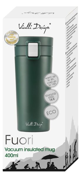 Zelený cestovní termohrnek Vialli Design Fuori, 400 ml