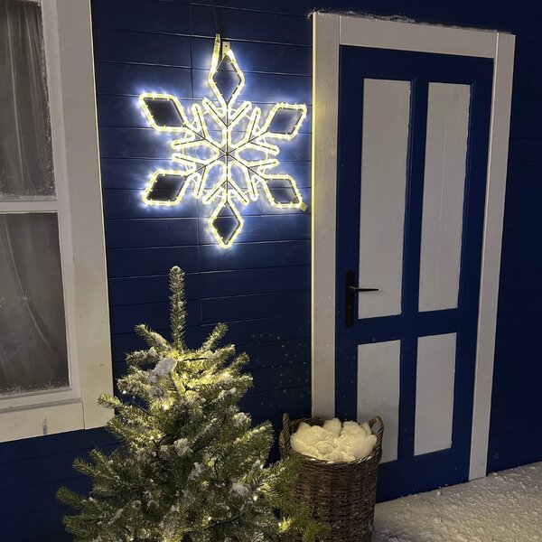 DECOLED Easy Fix 2D LED světelná vločka IX, 67 × 67 cm, teple bílá, závěsný