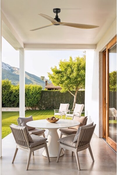 FARO 34360 - Stropní ventilátor OUTWOOD L hnědá/černá pr. 150 cm IP44 + DO
