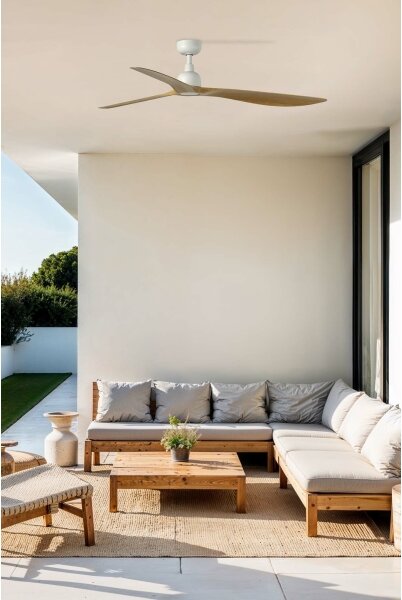 FARO 34361 - Stropní ventilátor OUTWOOD L hnědá/bílá pr. 150 cm IP44 + DO