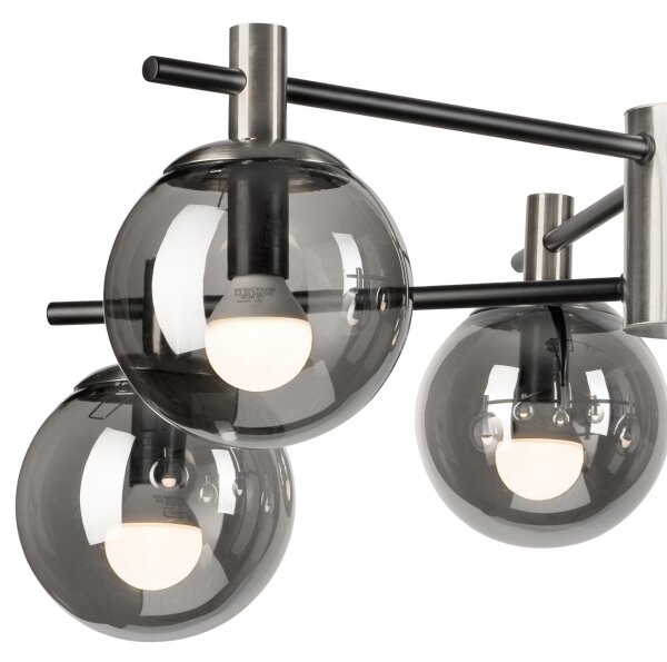 Lustr na tyči LILOU 6xE14/5W/230V matný chrom/kouřová