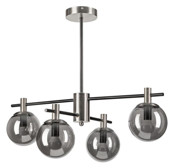 Lustr na tyči LILOU 4xE14/5W/230V matný chrom/kouřová