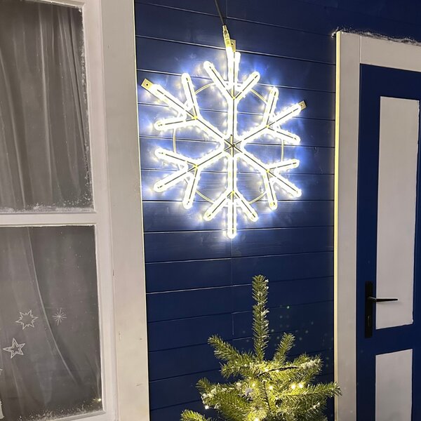 DECOLED Easy Fix 2D LED světelná vločka III., Ø 80 cm, teple bílá, závěsný, hliník