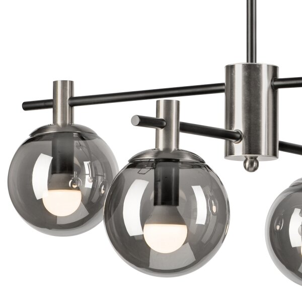 Lustr na tyči LILOU 4xE14/5W/230V matný chrom/kouřová